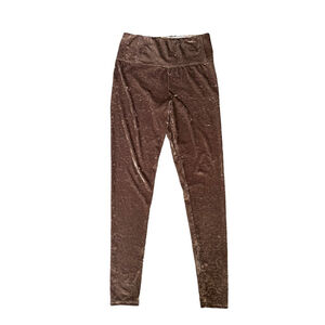 Forever 21 Brown Crushed Velvet Leggings Size M Festival Y2K Soft Glam Stretch